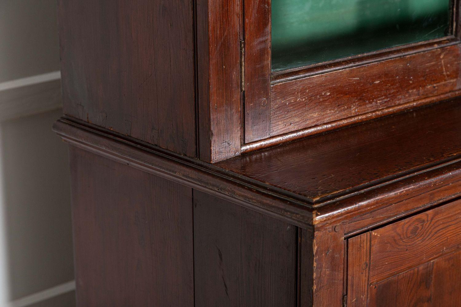English 19thC Pine Glazed Housekeepers Cabinet 8