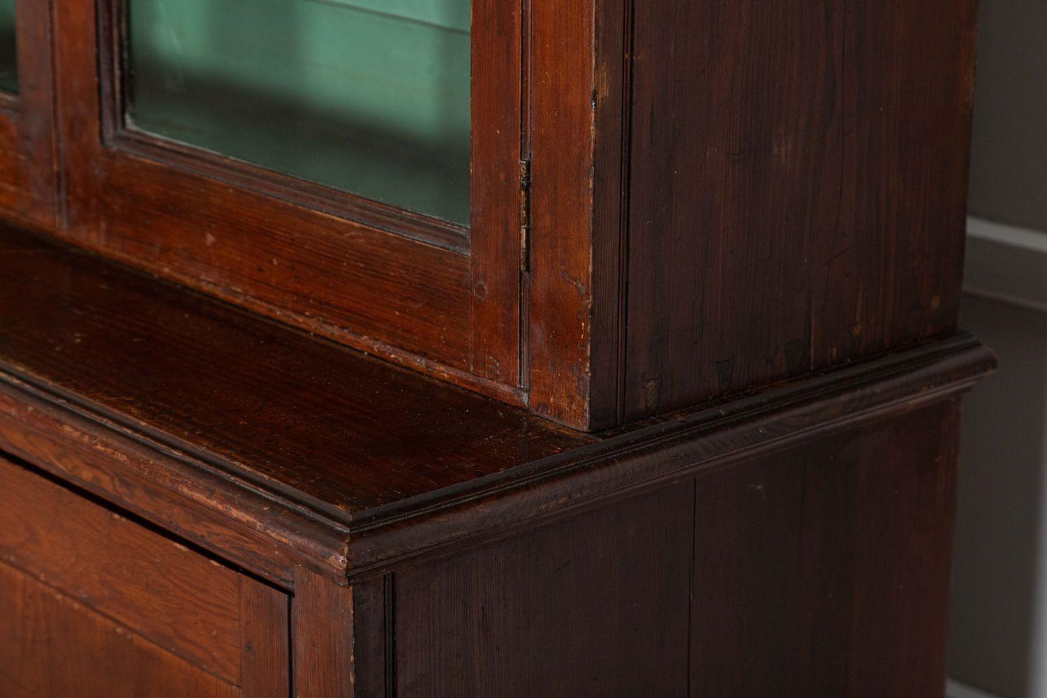 English 19thC Pine Glazed Housekeepers Cabinet 10