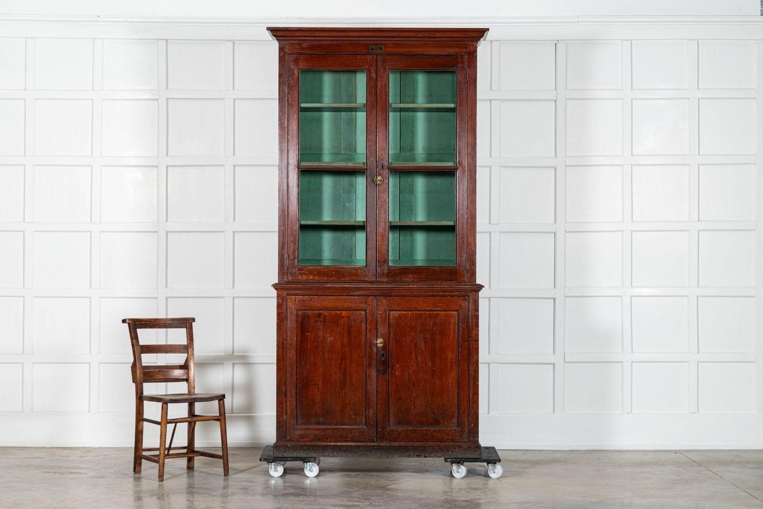 19th Century English 19thC Pine Glazed Housekeepers Cabinet