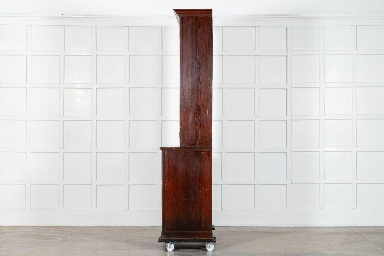 English 19thC Pine Glazed Housekeepers Cabinet 2