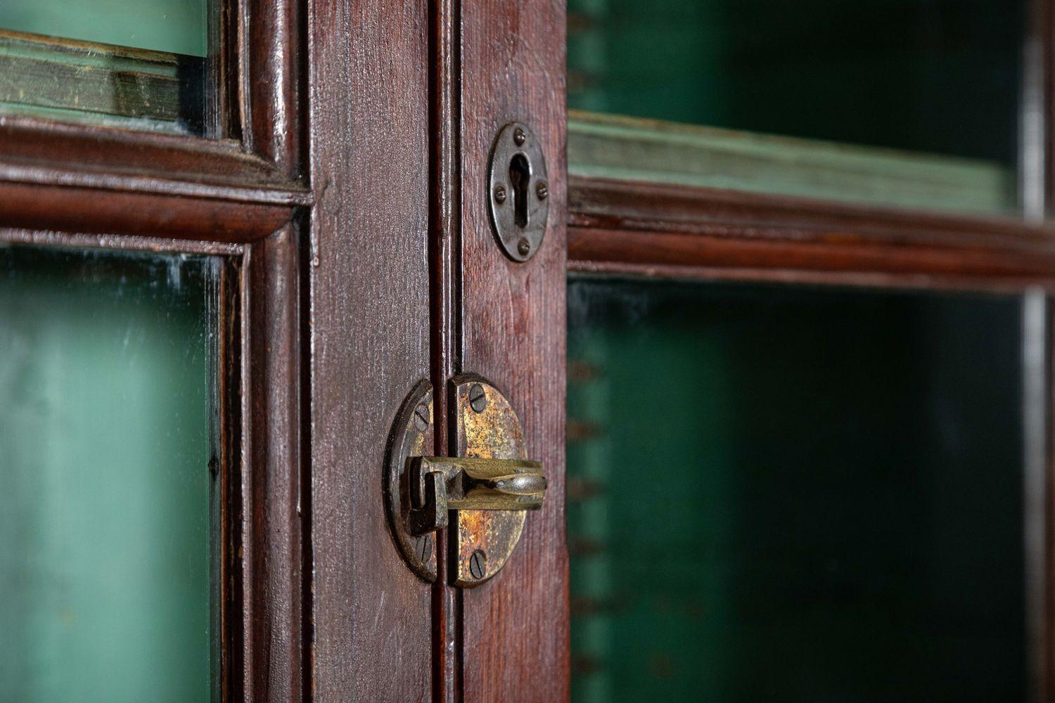 English 19thC Pine Glazed Housekeepers Cabinet 5