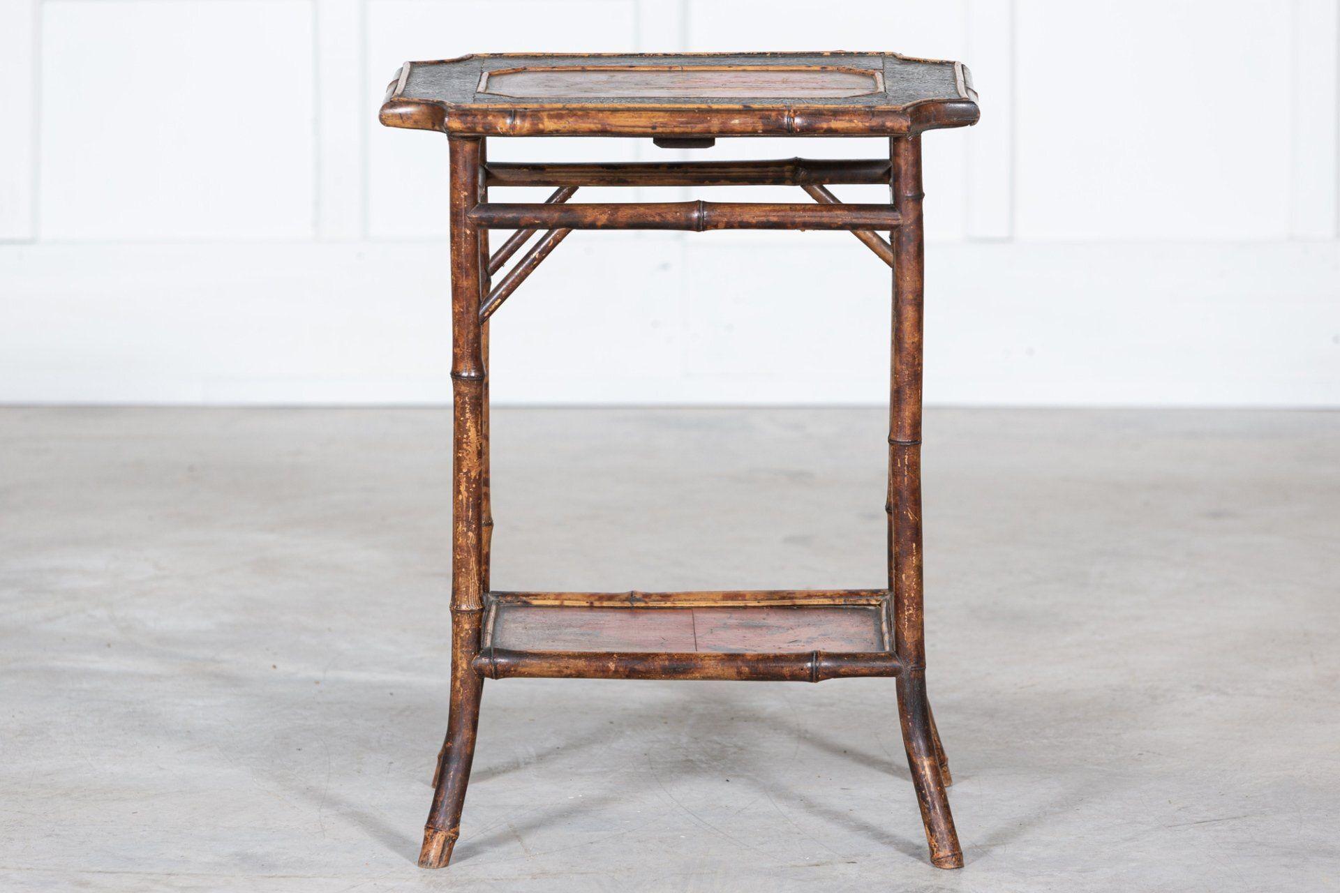 English 19thC Two Tier Tiger Bamboo Side Table In Good Condition For Sale In Staffordshire, GB
