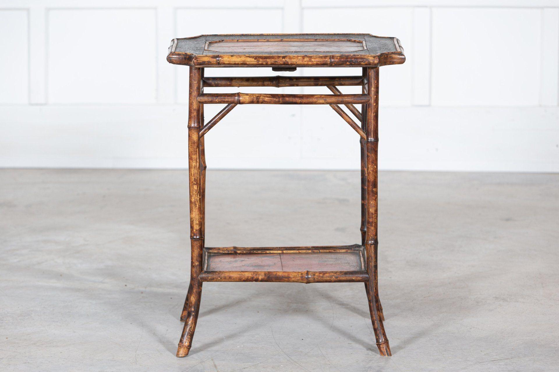English 19thC Two Tier Tiger Bamboo Side Table For Sale 2