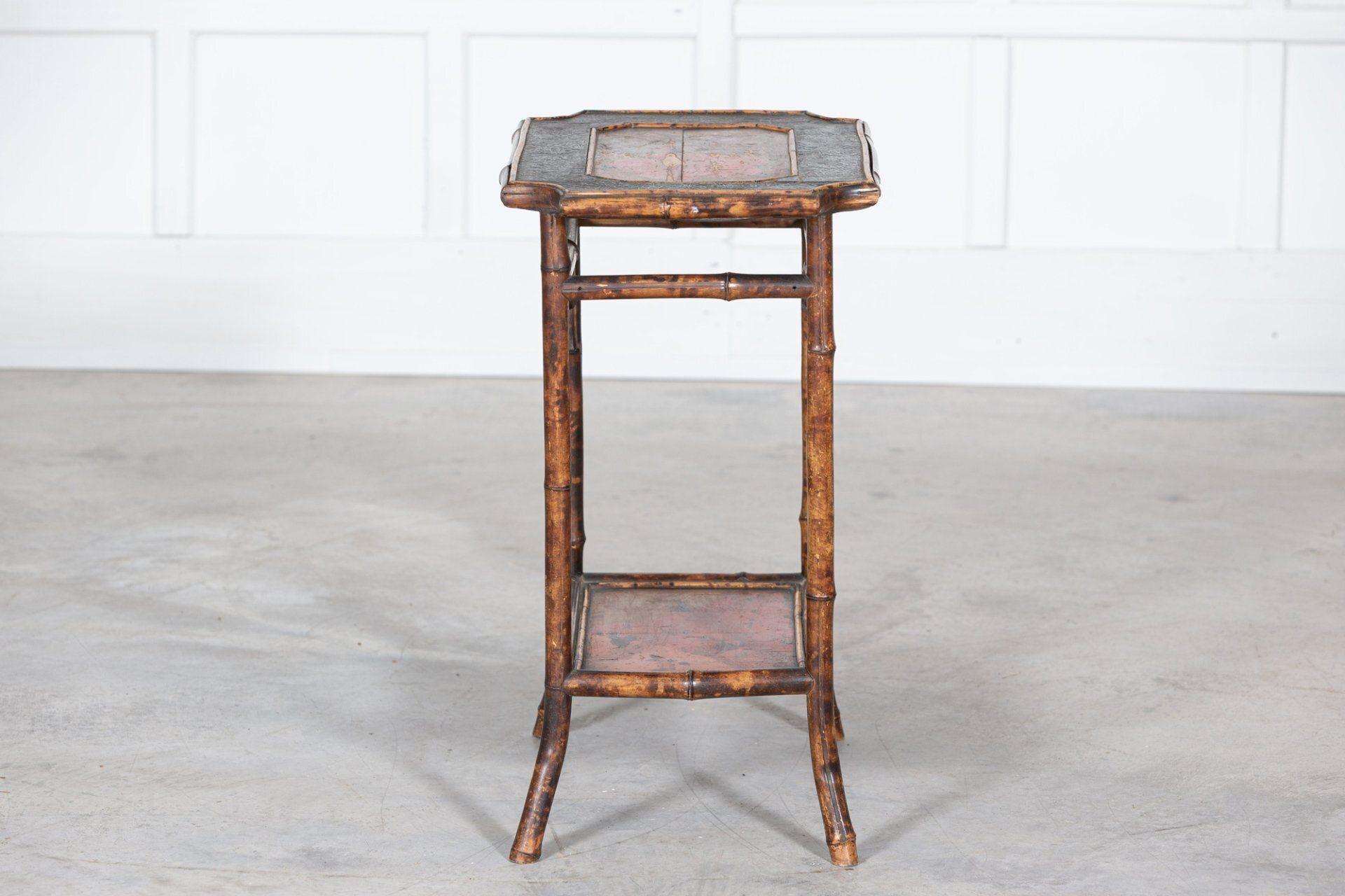 English 19thC Two Tier Tiger Bamboo Side Table For Sale 4