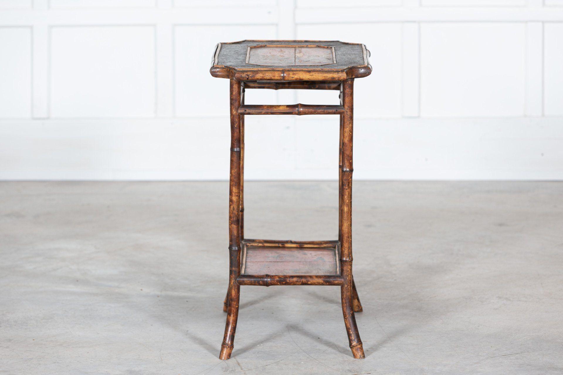 English 19thC Two Tier Tiger Bamboo Side Table For Sale 5