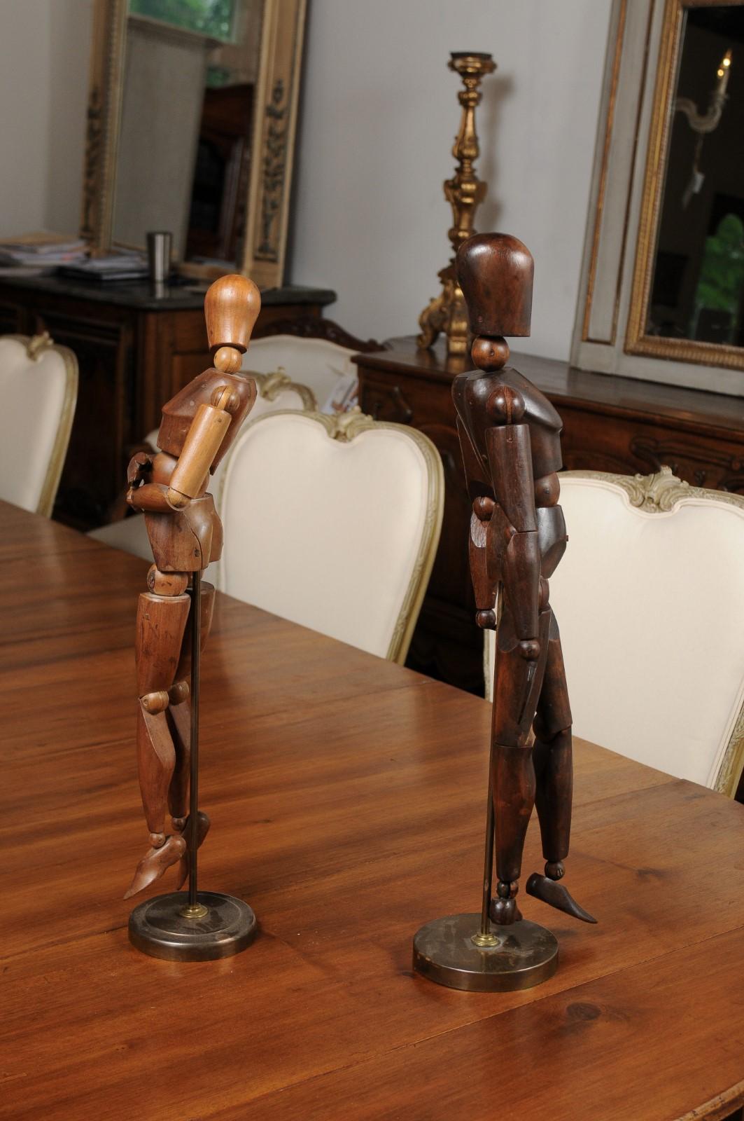 English 20th Century Artist's Articulated Wooden Mannequins on Bases, ONE AVAIL 1
