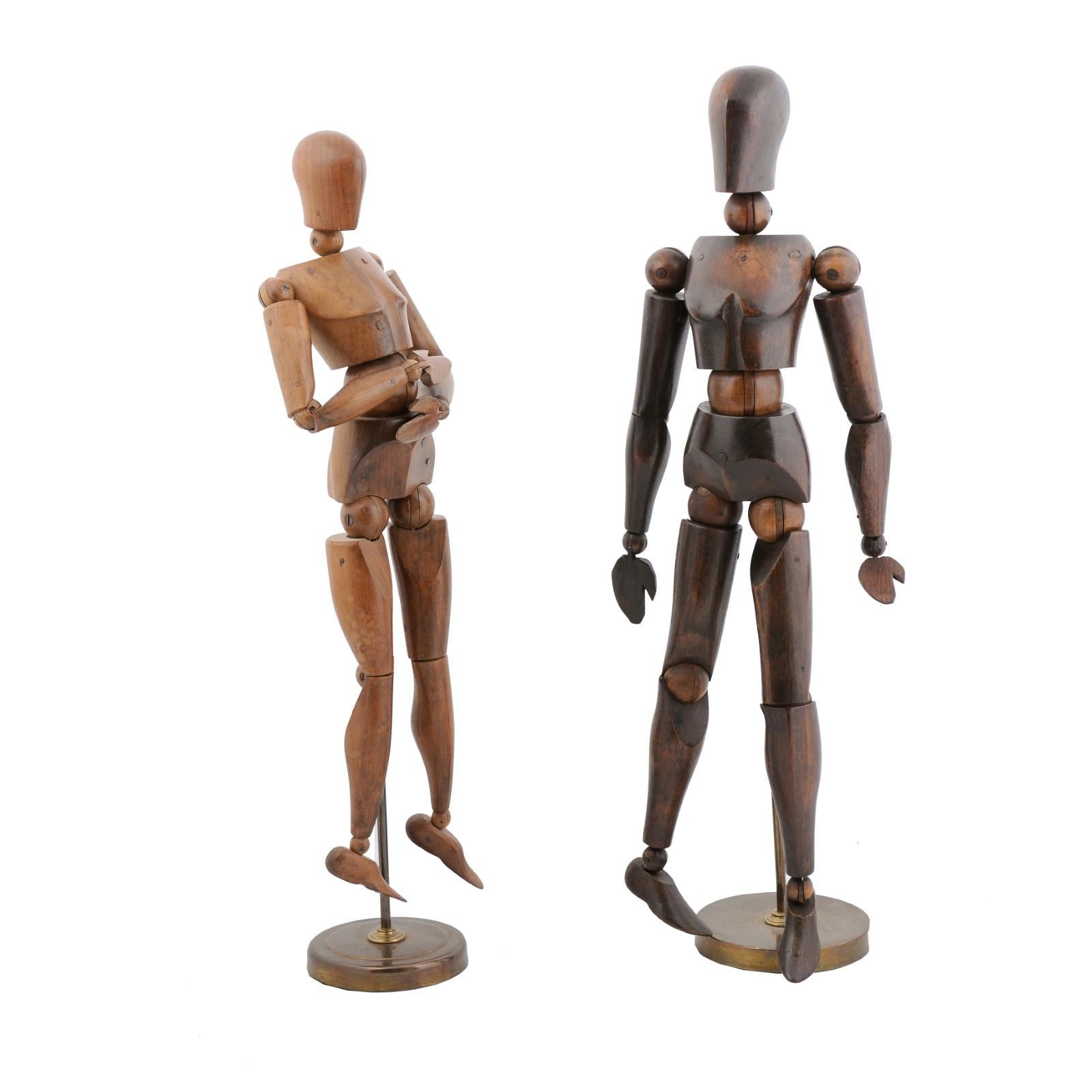 English 20th Century Artist's Articulated Wooden Mannequins on Bases, ONE AVAIL