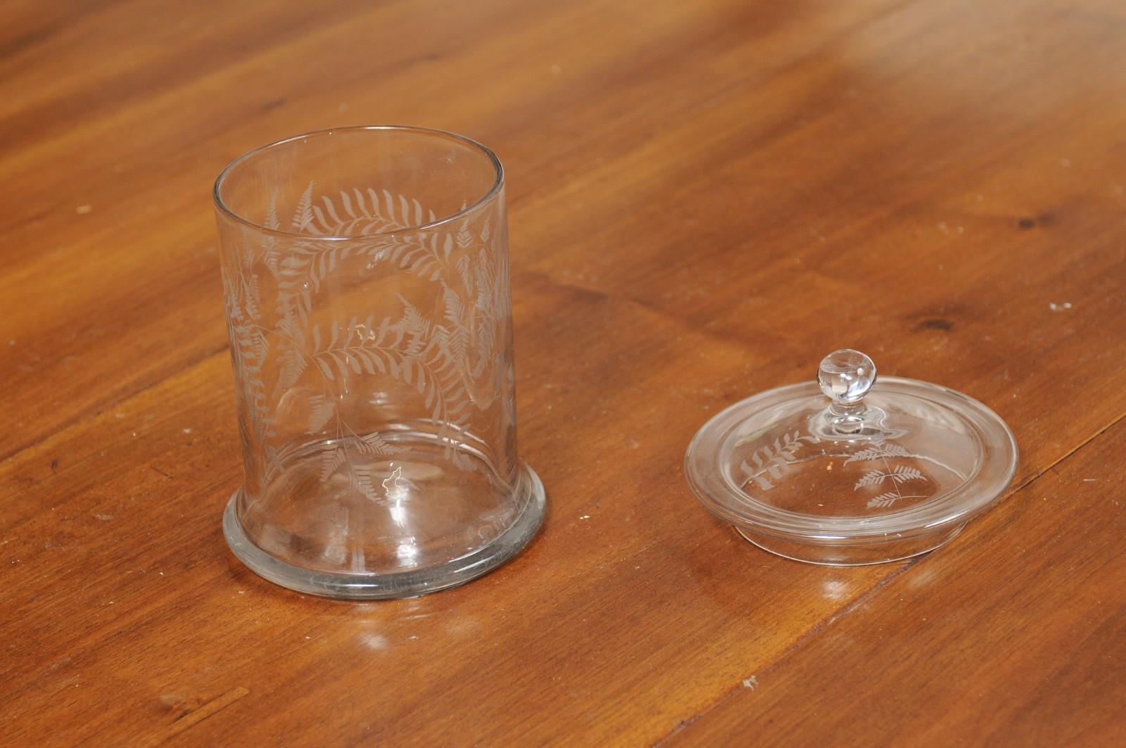 etched glass cookie jar