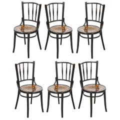 English 20th Century Decoupage Dining Chairs, a Set of Six
