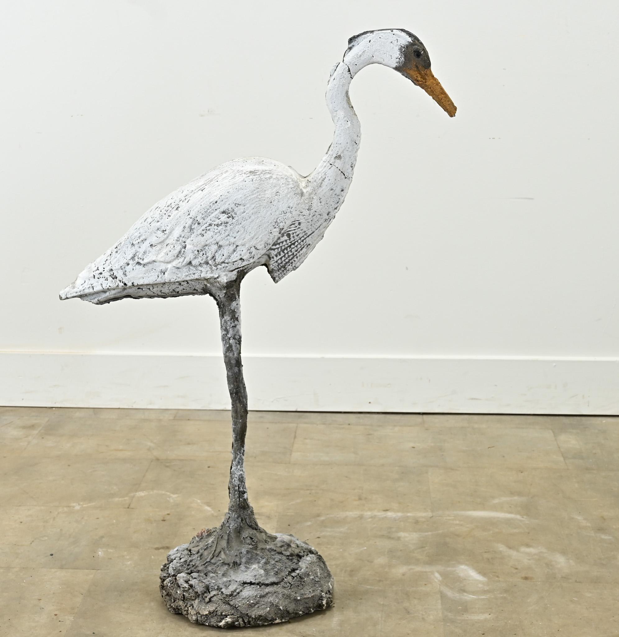 Iron English 20th Century Egret Statue For Sale
