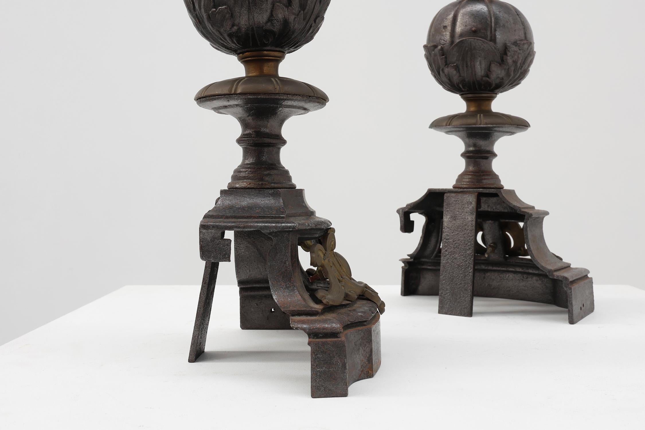 English 20th Century firedogs in Charles II style For Sale 5