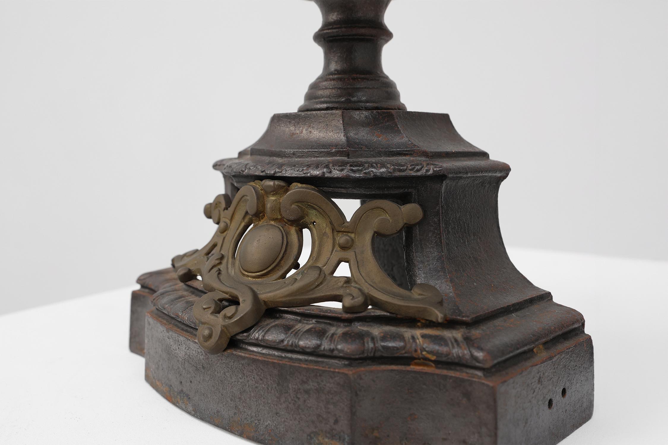 Brass English 20th Century firedogs in Charles II style For Sale