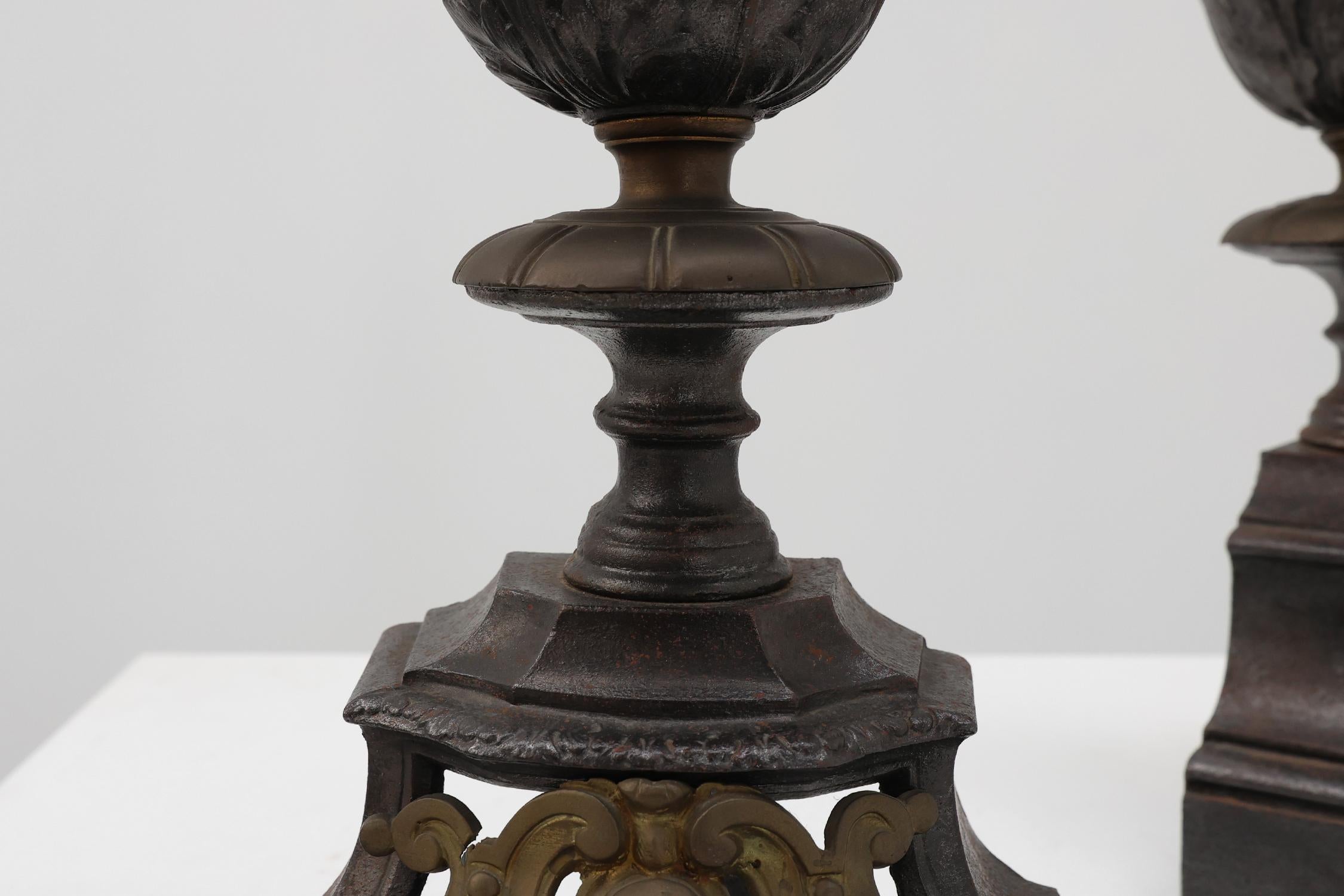 English 20th Century firedogs in Charles II style For Sale 3