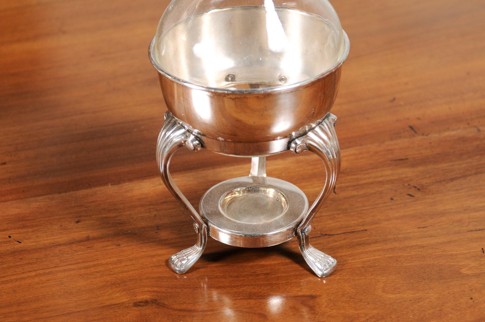 Englischer Kaffeekrug aus Glas und Silber des 20. Jahrhunderts mit Cabriole-Beinen im Angebot 7