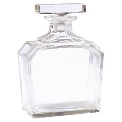 English 20th Century Large Crystal Tapered Decanter with Rectangular Stopper