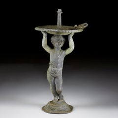 English 20th Century Lead Boy Cupid Garden Fountain