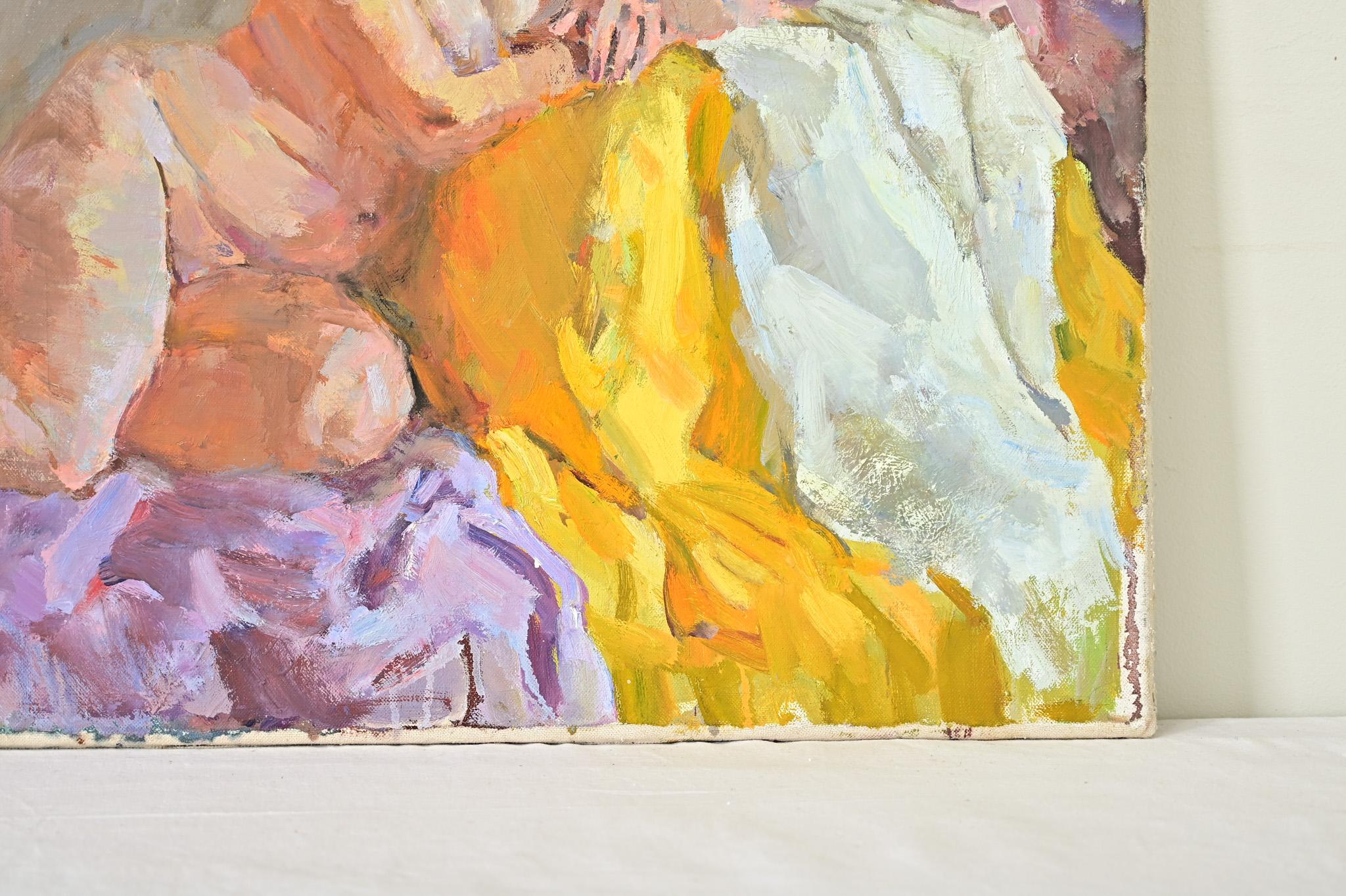 English 20th Century Lounging Lady Painting In Good Condition For Sale In Baton Rouge, LA