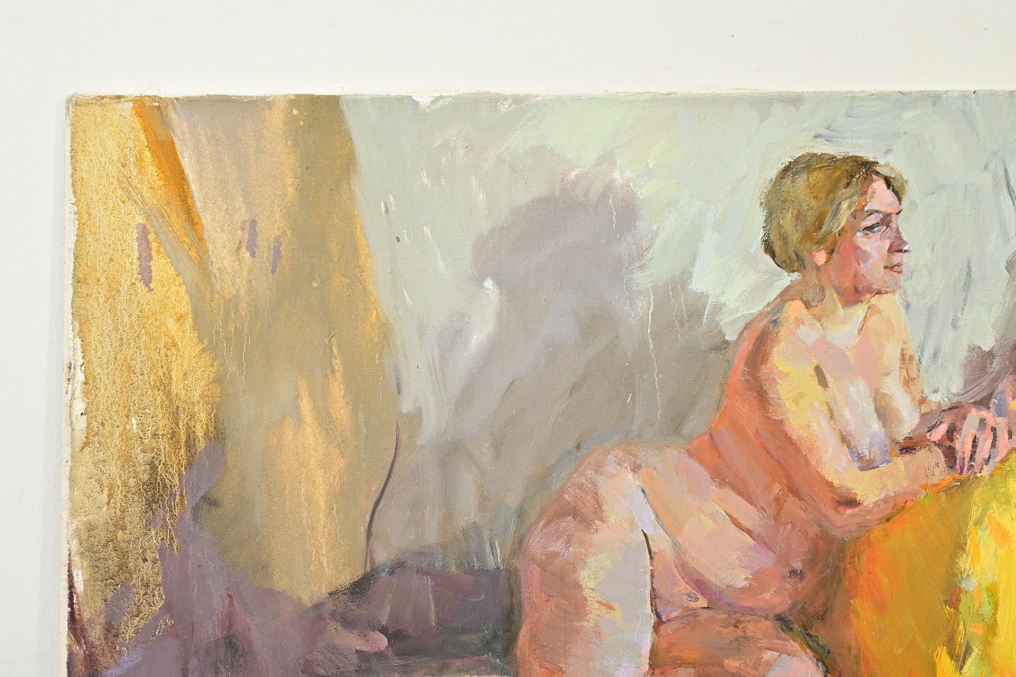 English 20th Century Lounging Lady Painting For Sale 1