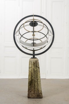 English 20th Century Painted Armillary Sphere on 19th Century Pedestal