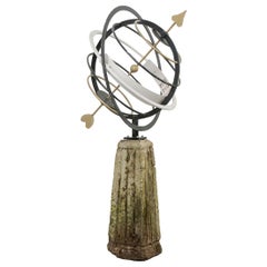 English 20th Century Painted Armillary Sphere on 19th Century Pedestal