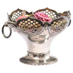 Vintage English 20th Century Silver Plated Potpourri Decorative Bowl with Openwork Top