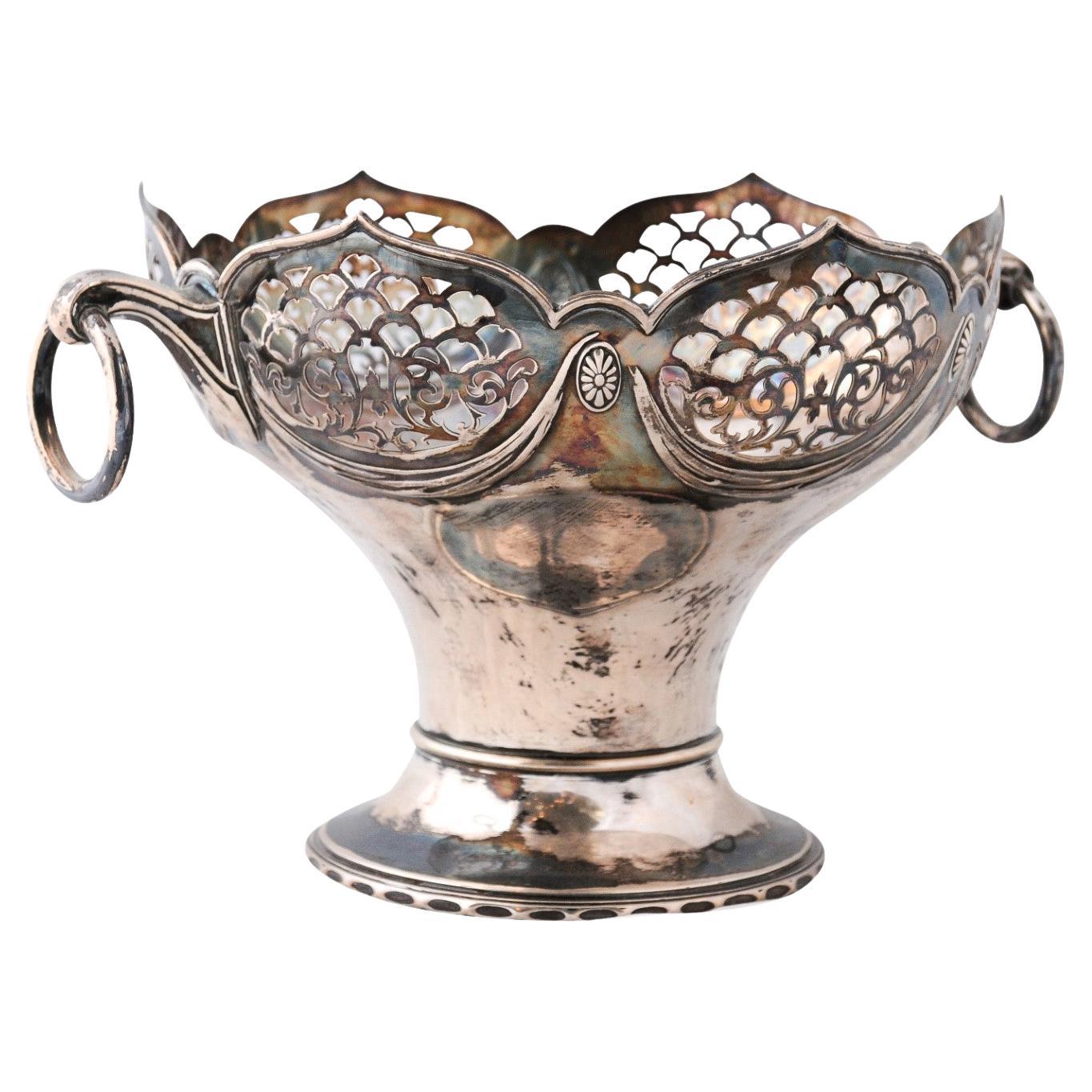 English 20th Century Silver Plated Potpourri Decorative Bowl with Openwork Top For Sale