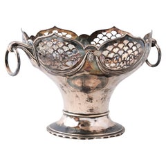Pot-pourri décoratif anglais du 20ème siècle en métal argenté avec plateau ajouré