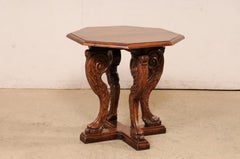 English 27" Octagonal Gueridon-Style Table Nicely Carved w/Animal Legs
