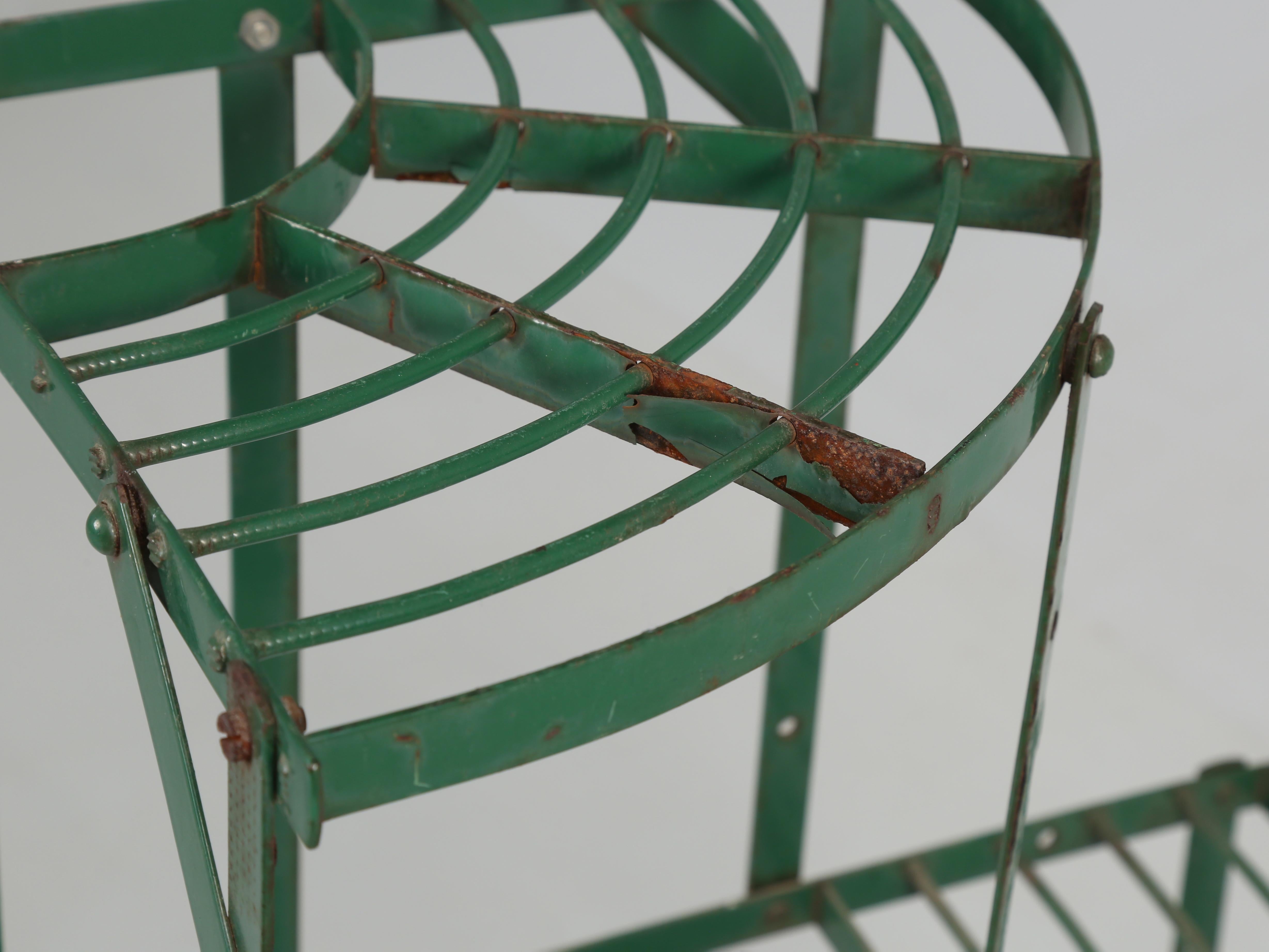 English 3-Tier Demilune Plant Stand in Old Green Paint from Staffordshire, UK In Good Condition In Chicago, IL