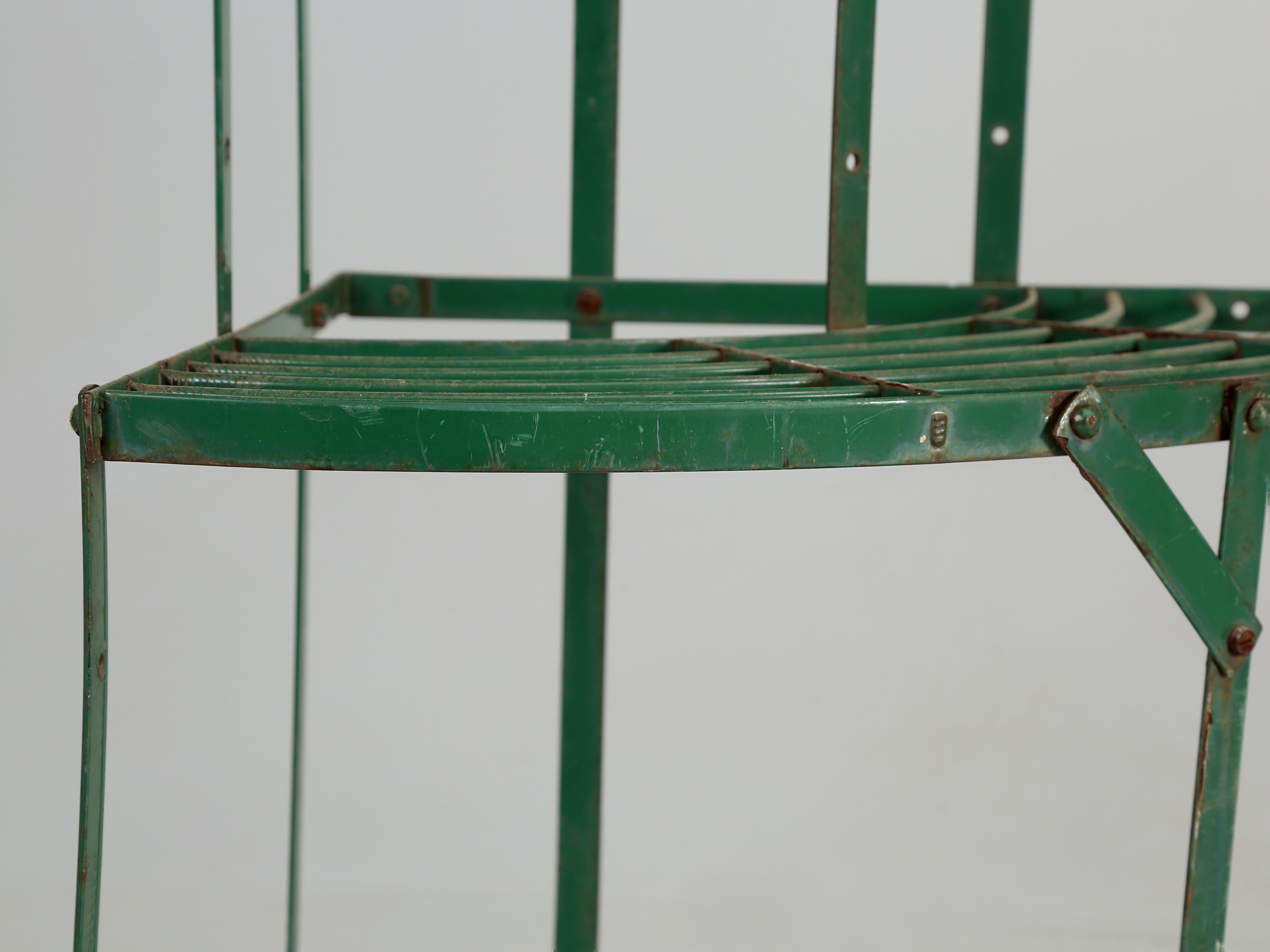 Steel English 3-Tier Demilune Plant Stand in Old Green Paint from Staffordshire, UK