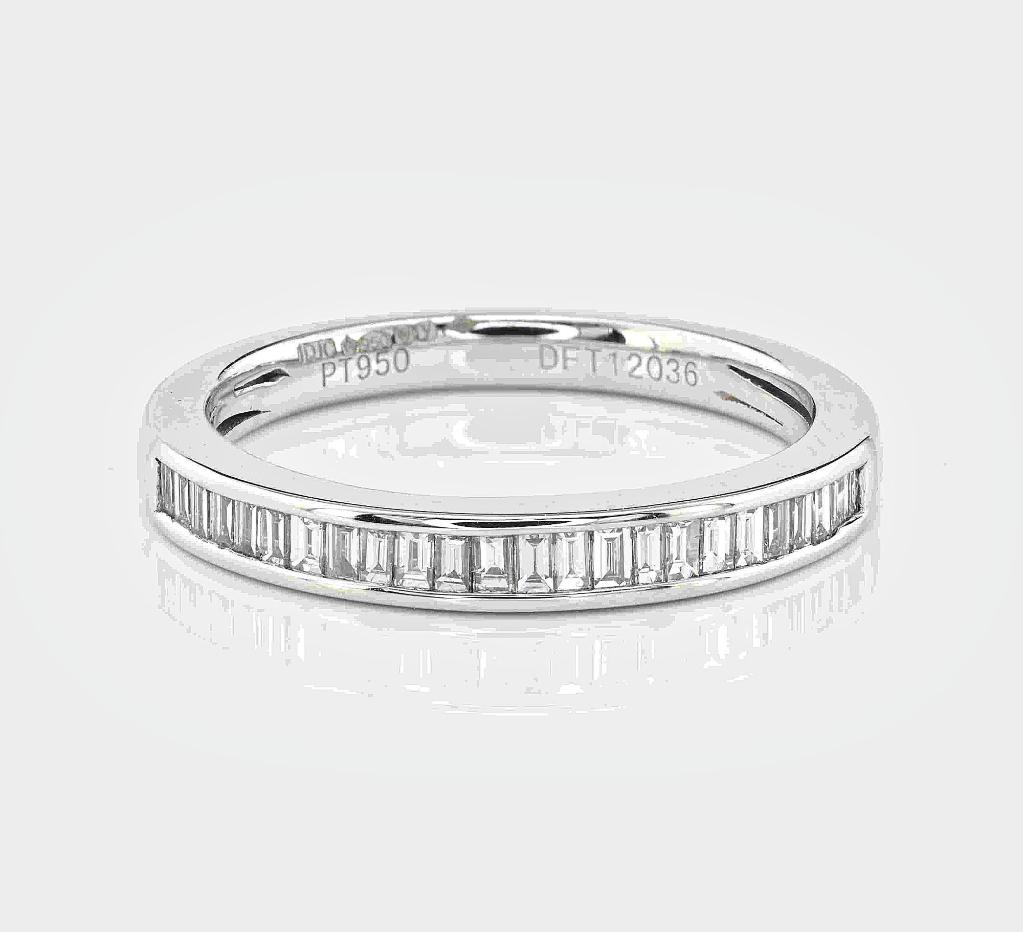 Contemporary English .45 Ct F VVS Baguette Diamond Platinum Half Eternity Ring For Sale