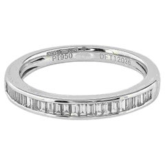 English .45 Ct F VVS Baguette Diamond Platinum Half Eternity Ring