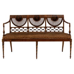 Antique English Adam Satinwood Loveseat