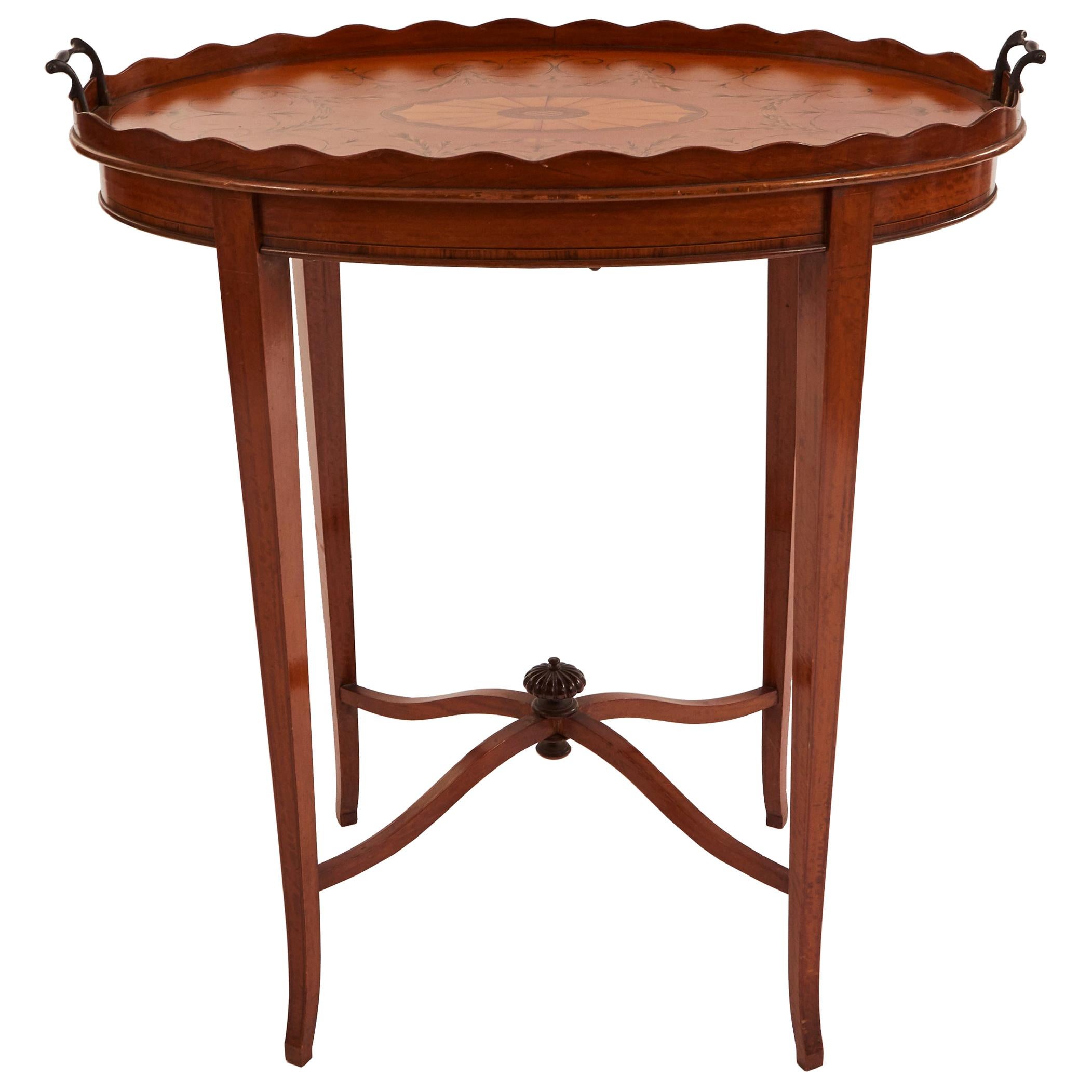 English Adam Satinwood Medallion End Table For Sale