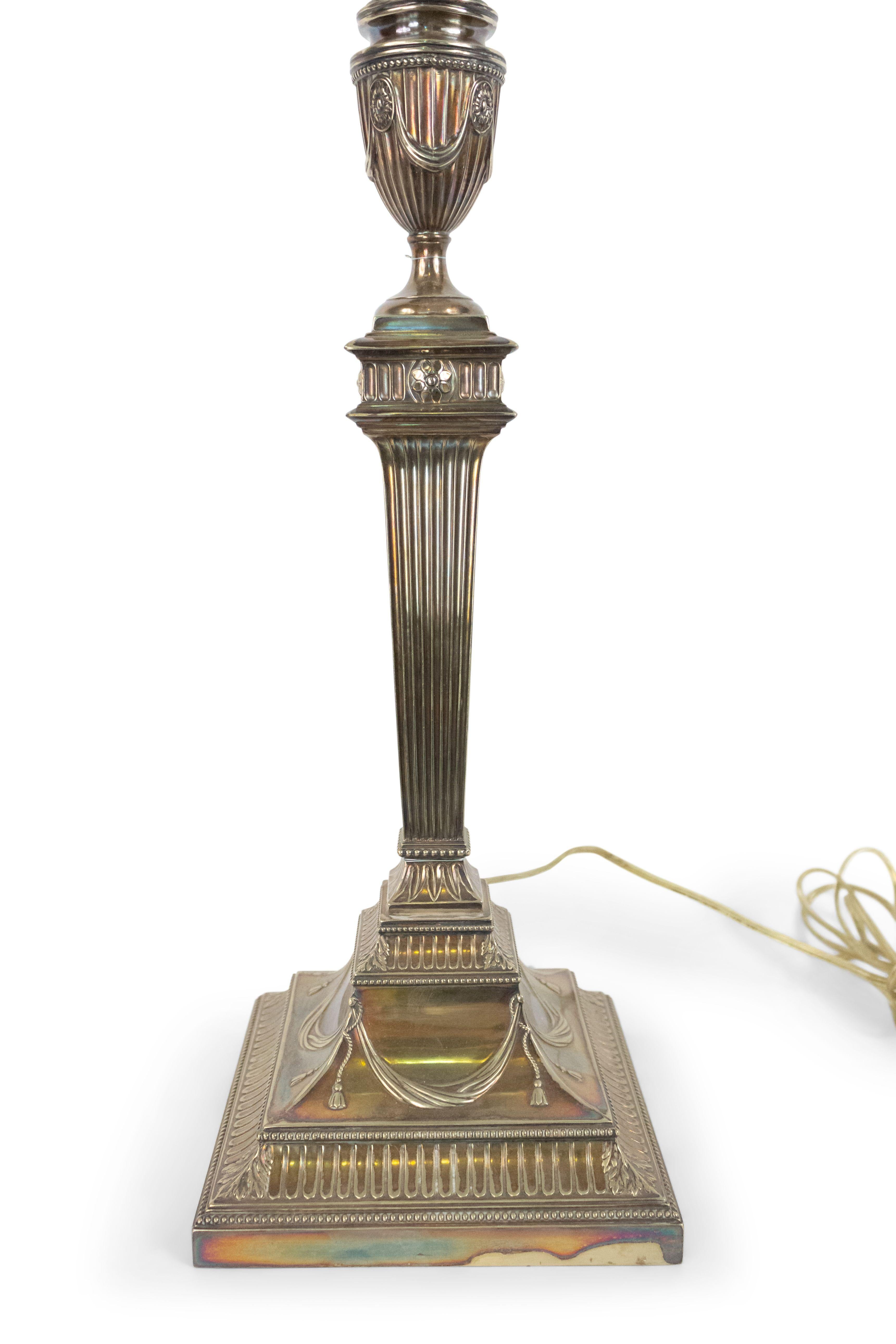 19th Century English Adam Silver Plate Table Lamp For Sale