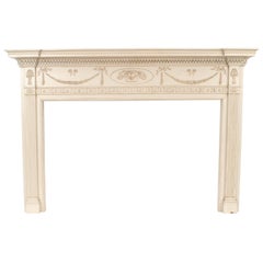 Vintage English Adam Painted Wood Mantel