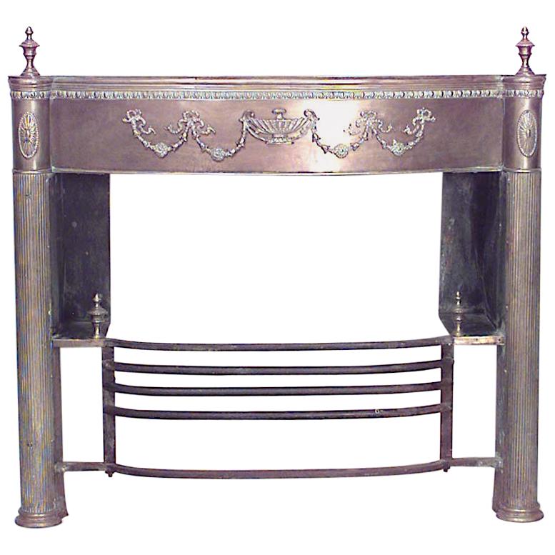 English Adam Brass Festoon Mantel For Sale