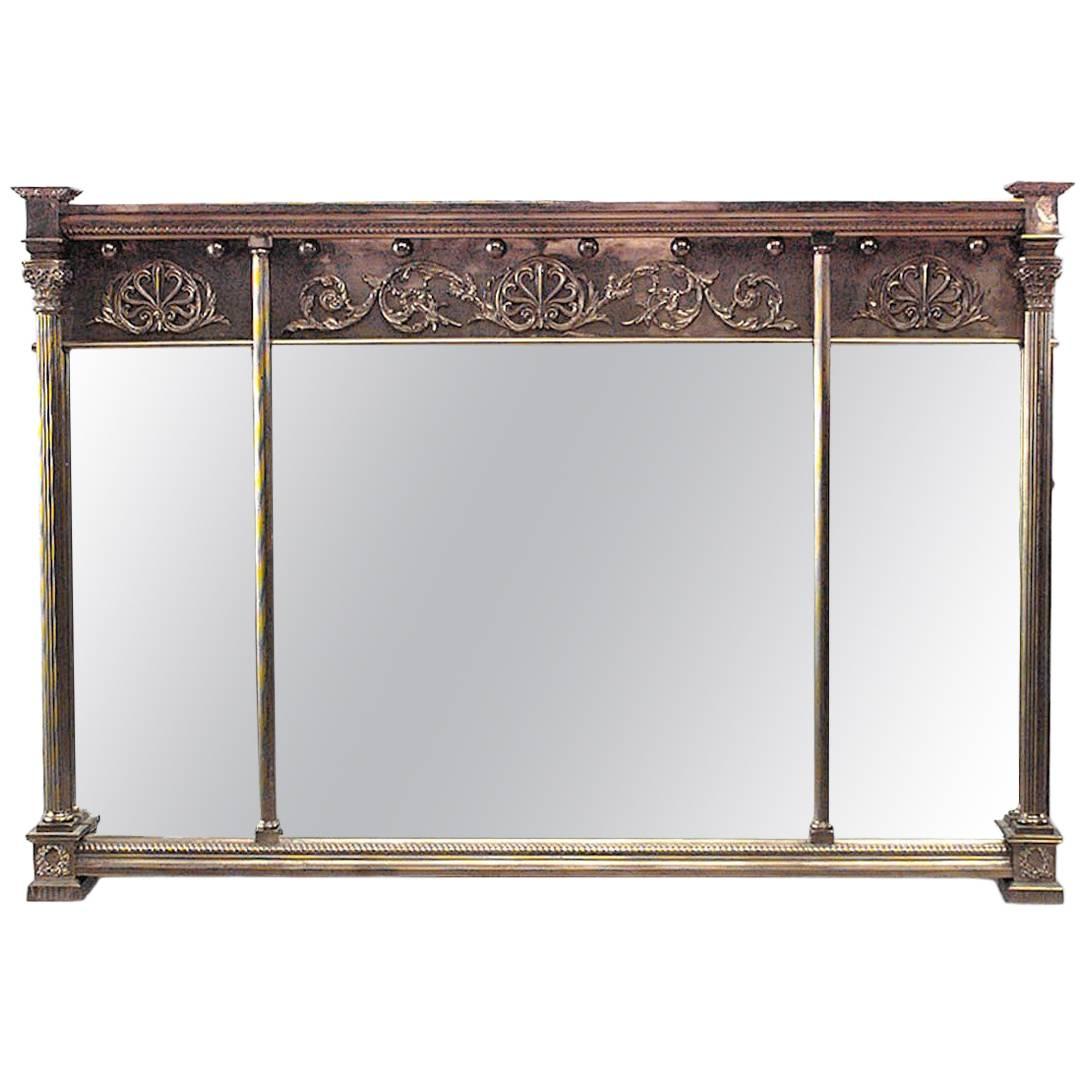 English Adam Style Horizontal Three-Panel Wall Mirror For Sale