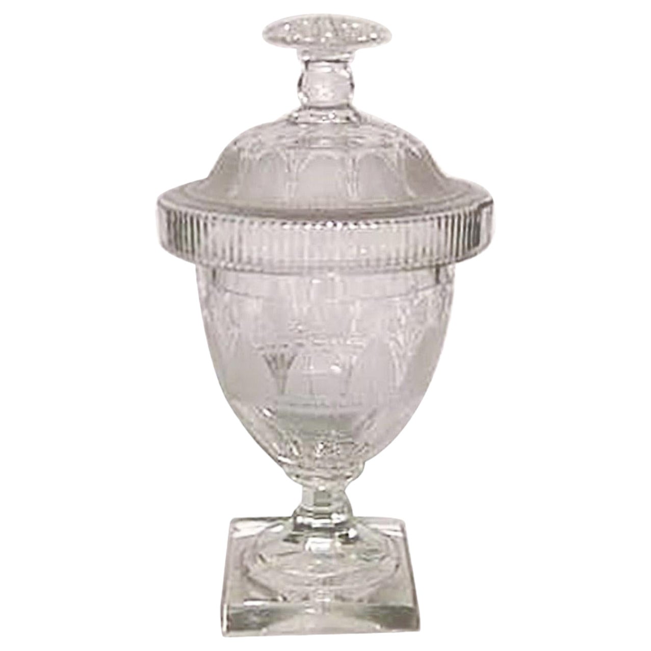 English Adam Style Etched Crystal Urns For Sale