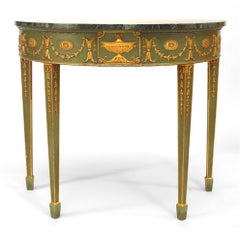 English Adam Style Gilt and Marbled Console Table