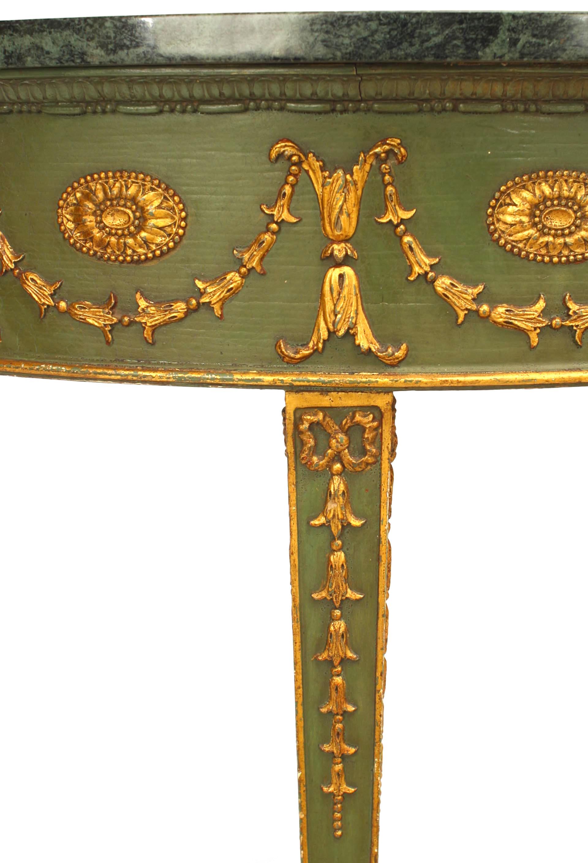 Neoclassical English Adam Style Gilt and Marbled Console Table For Sale