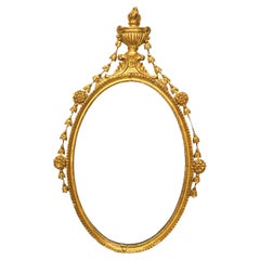 English Adam Style Giltwood Festoon and Urn Pediment Wall Mirror