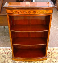 English Adam Style Inlaid Burled Walnut Two Shelf Bookcase