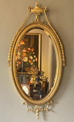 English Adam Style Oval Gilt Mirror, Early 20th Century