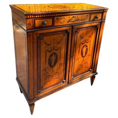 English Adam Style Satinwood Inlaid Parlor Cabinet