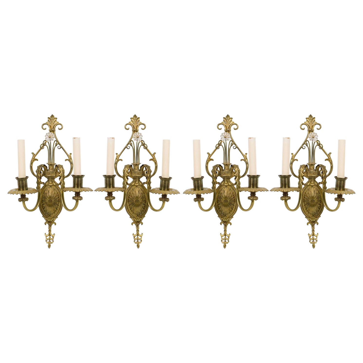 English Adam Style Two Arm Brass Wall Sconce