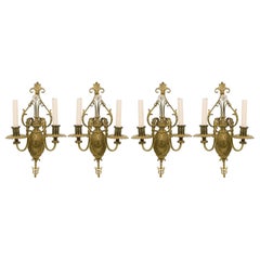 English Adam Style Two Arm Brass Wall Sconce