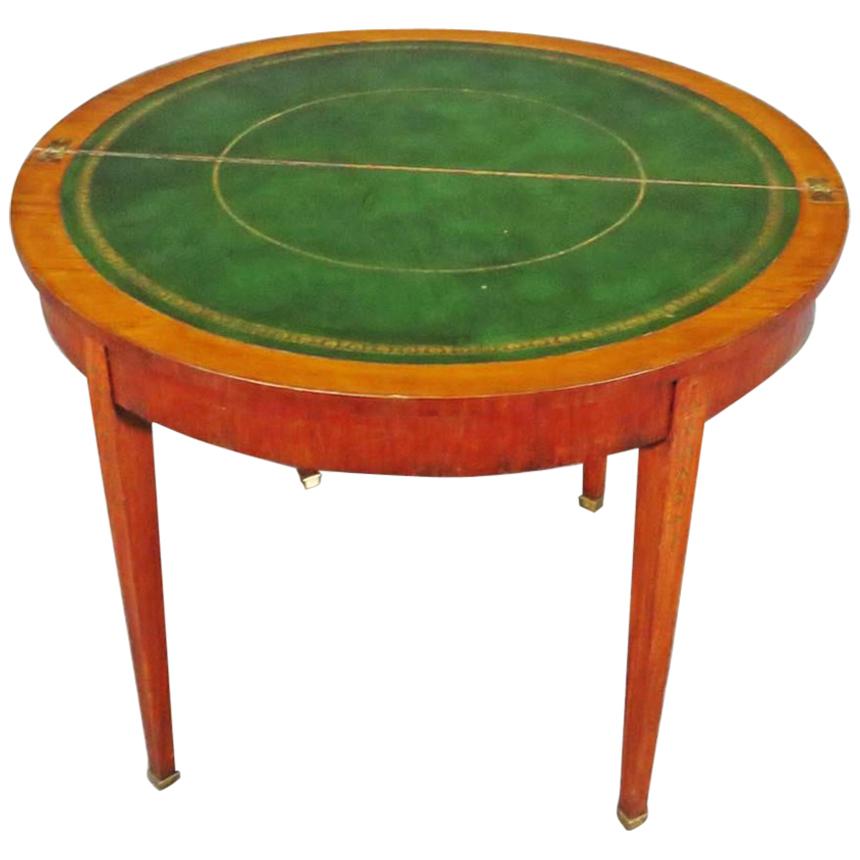 English Adams Paint Decorated Satinwood Leather Top Games Card Table circa 1820s