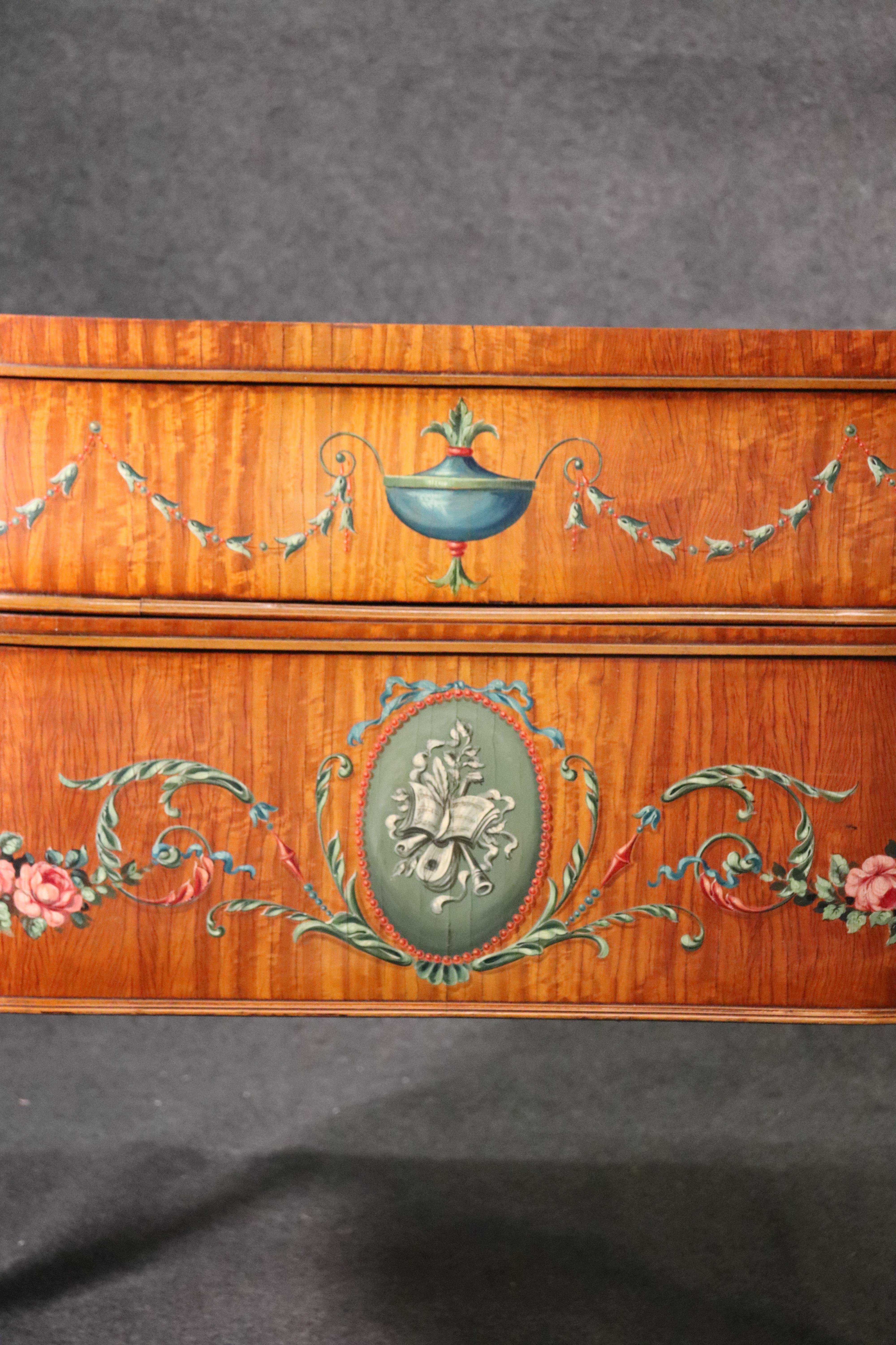 Early 20th Century English Adams Painted Decorated Satinwood Carlton House Desk, circa 1900