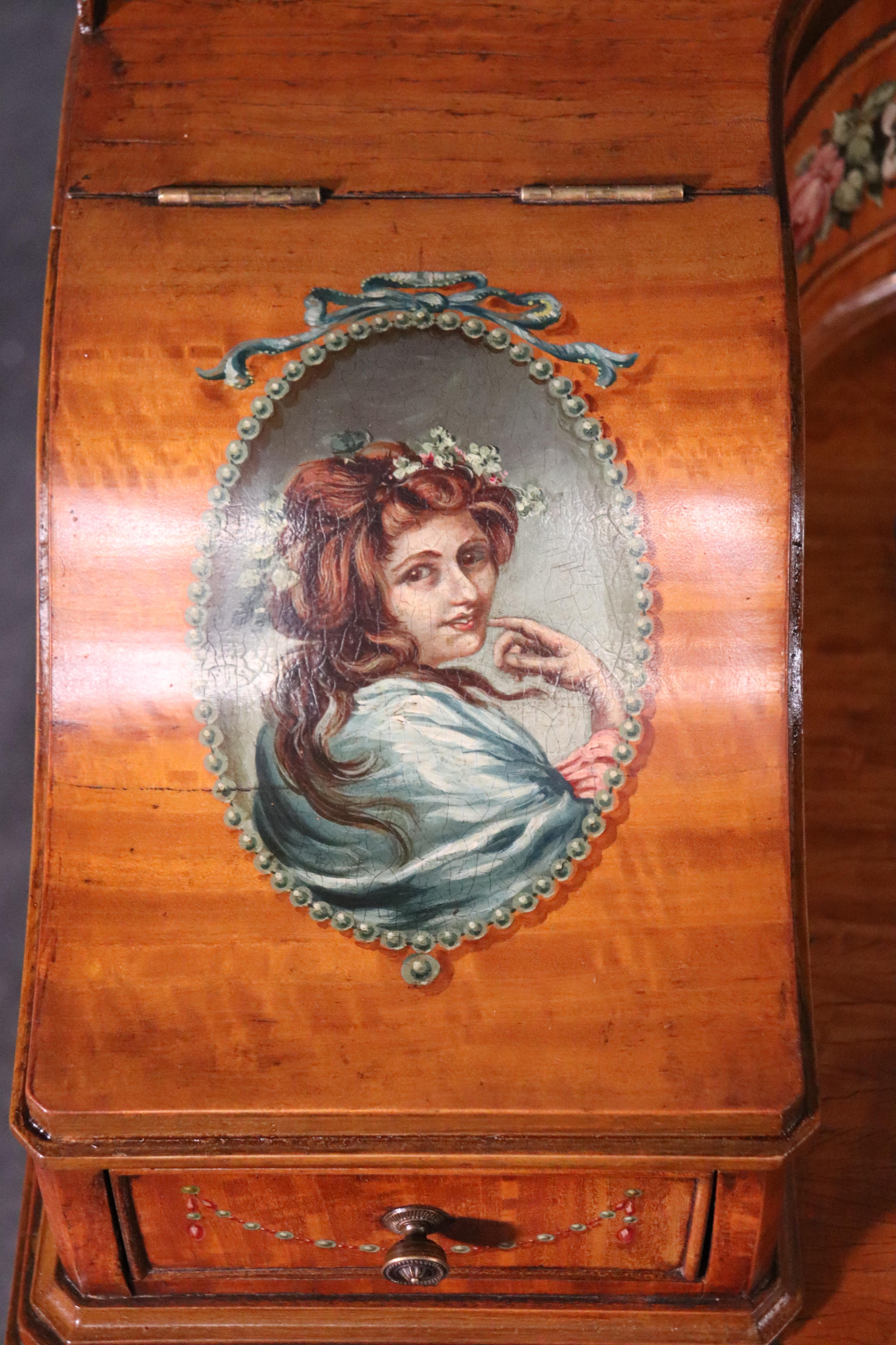 English Adams Painted Decorated Satinwood Carlton House Desk, circa 1900 2